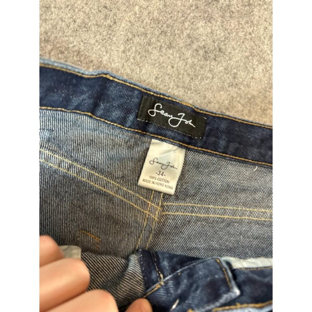 Vintage Y2K Sean John Baggy Jeans Men 34 Blue Wide Leg Hip Hop Skater Streetwear - Picture 5 of 8